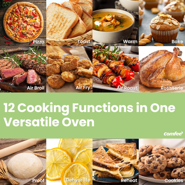 COMFEE' 12in1 Toaster Oven Air Fryer Combo Rotisserie, Countertop